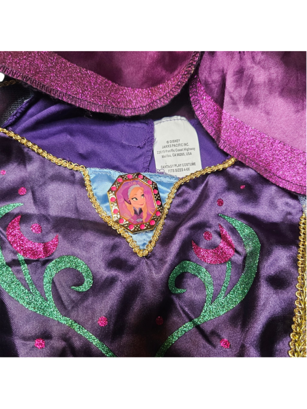 Disney Frozen Anna 4-6X Blue Purple Princess Dress Costume Cape - Picture 7 of 7